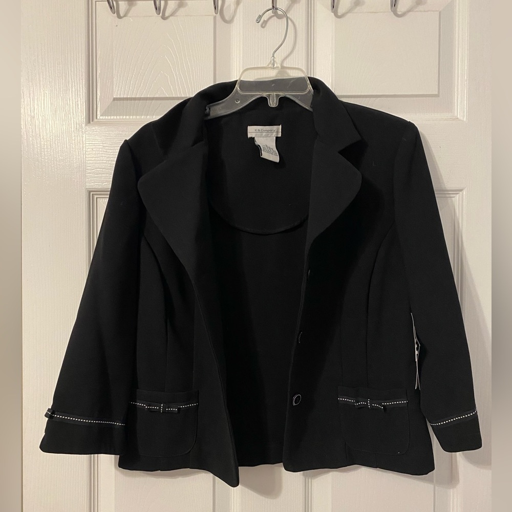 K & Company BLACK BLAZER with ribbon detail